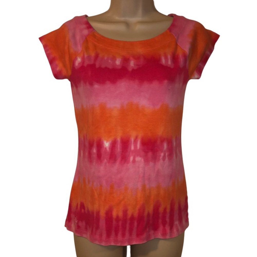 Ralph Lauren Tie Dye Tee Medium Top Pink Orange
